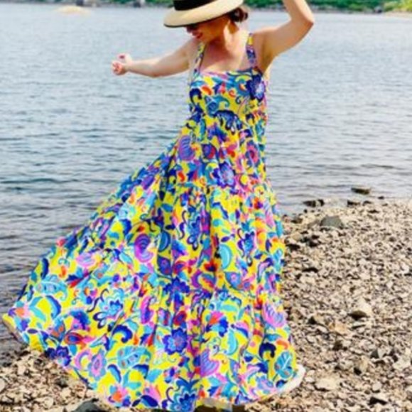 J. Crew | Tiered Taffeta Maxi Dress in Curly Floral NWT - Picture 2 of 16